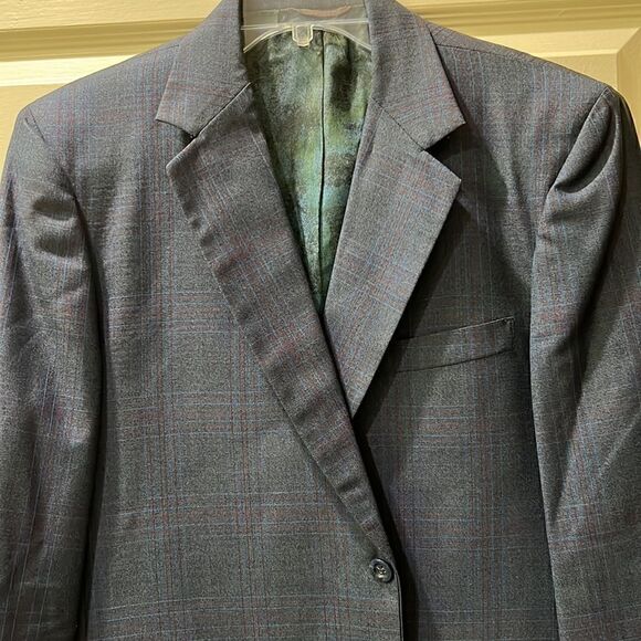 Madden’s Arcadia, LA Curly Men’s Sports Coat Blue Grey w Blue & Red Stripes - Picture 3 of 16